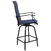 Patio Bar Height Stools Set of 2, All-Weather Textilene Swivel Patio Stools and Deck Chairs with High Back & Armrests in Navy, 2-ET-SWVLPTO-30-NV-GG
