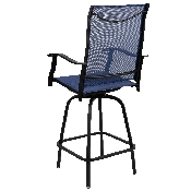 Patio Bar Height Stools Set of 2, All-Weather Textilene Swivel Patio Stools and Deck Chairs with High Back & Armrests in Navy, 2-ET-SWVLPTO-30-NV-GG