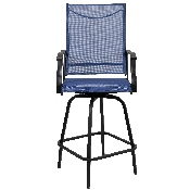 Patio Bar Height Stools Set of 2, All-Weather Textilene Swivel Patio Stools and Deck Chairs with High Back & Armrests in Navy, 2-ET-SWVLPTO-30-NV-GG