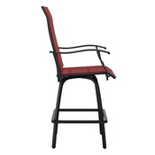 Valerie Patio Bar Height Stools Set of 2, All-Weather Textilene Swivel Patio Stools with High Back & Armrests in Red, 2-ET-SWVLPTO-30-RD-GG