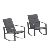 Brazos Set of 2 Black Outdoor Rocking Chairs with Flex Comfort Material and Black Steel Frames, 2-FV-FSC-2315N-BLK-GG