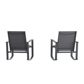 Brazos Set of 2 Black Outdoor Rocking Chairs with Flex Comfort Material and Black Steel Frames, 2-FV-FSC-2315N-BLK-GG