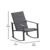 Brazos Set of 2 Black Outdoor Rocking Chairs with Flex Comfort Material and Black Steel Frames, 2-FV-FSC-2315N-BLK-GG