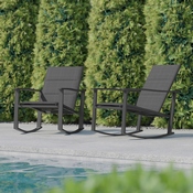 Brazos Set of 2 Black Outdoor Rocking Chairs with Flex Comfort Material and Black Steel Frames, 2-FV-FSC-2315N-BLK-GG