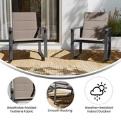 Brazos Set of 2 Brown Outdoor Rocking Chairs with Flex Comfort Material and Black Steel Frames, 2-FV-FSC-2315N-BRN-GG