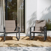 Brazos Set of 2 Brown Outdoor Rocking Chairs with Flex Comfort Material and Black Steel Frames, 2-FV-FSC-2315N-BRN-GG