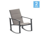 Brazos Set of 2 Brown Outdoor Rocking Chairs with Flex Comfort Material and Black Steel Frames, 2-FV-FSC-2315N-BRN-GG