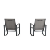 Brazos Set of 2 Gray Outdoor Rocking Chairs with Flex Comfort Material and Black Steel Frames, 2-FV-FSC-2315N-GRY-GG
