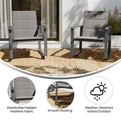 Brazos Set of 2 Gray Outdoor Rocking Chairs with Flex Comfort Material and Black Steel Frames, 2-FV-FSC-2315N-GRY-GG