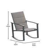 Brazos Set of 2 Gray Outdoor Rocking Chairs with Flex Comfort Material and Black Steel Frames, 2-FV-FSC-2315N-GRY-GG