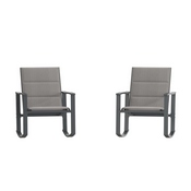 Brazos Set of 2 Gray Outdoor Rocking Chairs with Flex Comfort Material and Black Steel Frames, 2-FV-FSC-2315N-GRY-GG