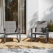 Brazos Set of 2 Gray Outdoor Rocking Chairs with Flex Comfort Material and Black Steel Frames, 2-FV-FSC-2315N-GRY-GG