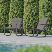 Brazos Set of 2 Gray Outdoor Rocking Chairs with Flex Comfort Material and Black Steel Frames, 2-FV-FSC-2315N-GRY-GG