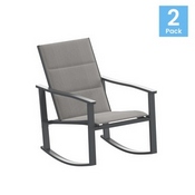 Brazos Set of 2 Gray Outdoor Rocking Chairs with Flex Comfort Material and Black Steel Frames, 2-FV-FSC-2315N-GRY-GG