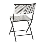 Rouen Set of 2 Commercial Grade Foldable French Bistro Chairs, Indoor/Outdoor PE Rattan Back and Seat, Black/White with Black Steel Frames, 2-FV-FWA086-BLK-WHT-GG