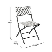 Rouen Set of 2 Commercial Grade Foldable French Bistro Chairs, Indoor/Outdoor PE Rattan Back and Seat, Black/White with Black Steel Frames, 2-FV-FWA086-BLK-WHT-GG