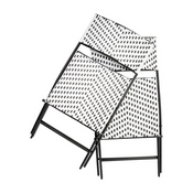 Rouen Set of 2 Commercial Grade Foldable French Bistro Chairs, Indoor/Outdoor PE Rattan Back and Seat, Black/White with Black Steel Frames, 2-FV-FWA086-BLK-WHT-GG