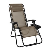 Celestial Adjustable Folding Mesh Zero Gravity Reclining Lounge Chair with Pillow and Cup Holder Tray in Brown, 2-GM-103122SS-B-GG