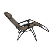 Celestial Adjustable Folding Mesh Zero Gravity Reclining Lounge Chair with Pillow and Cup Holder Tray in Brown, 2-GM-103122SS-B-GG