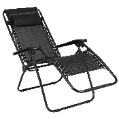 Adjustable Folding Mesh Zero Gravity Reclining Lounge Chair with Pillow and Cup Holder Tray in Black, Set of 2, 2-GM-103122SS-BK-GG