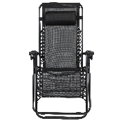 Adjustable Folding Mesh Zero Gravity Reclining Lounge Chair with Pillow and Cup Holder Tray in Black, Set of 2, 2-GM-103122SS-BK-GG