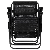 Adjustable Folding Mesh Zero Gravity Reclining Lounge Chair with Pillow and Cup Holder Tray in Black, Set of 2, 2-GM-103122SS-BK-GG
