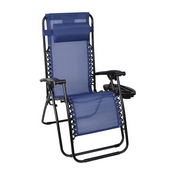 Celestial Adjustable Folding Mesh Zero Gravity Reclining Lounge Chair with Pillow and Cup Holder Tray in Navy, 2-GM-103122SS-NV-GG