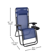 Celestial Adjustable Folding Mesh Zero Gravity Reclining Lounge Chair with Pillow and Cup Holder Tray in Navy, 2-GM-103122SS-NV-GG