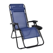 Celestial Adjustable Folding Mesh Zero Gravity Reclining Lounge Chair with Pillow and Cup Holder Tray in Navy, 2-GM-103122SS-NV-GG