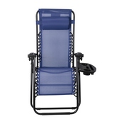 Celestial Adjustable Folding Mesh Zero Gravity Reclining Lounge Chair with Pillow and Cup Holder Tray in Navy, 2-GM-103122SS-NV-GG