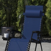 Celestial Adjustable Folding Mesh Zero Gravity Reclining Lounge Chair with Pillow and Cup Holder Tray in Navy, 2-GM-103122SS-NV-GG