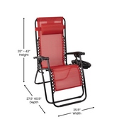 Celestial Adjustable Folding Mesh Zero Gravity Reclining Lounge Chair with Pillow and Cup Holder Tray in Red, 2-GM-103122SS-RD-GG