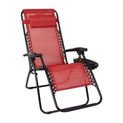 Celestial Adjustable Folding Mesh Zero Gravity Reclining Lounge Chair with Pillow and Cup Holder Tray in Red, 2-GM-103122SS-RD-GG