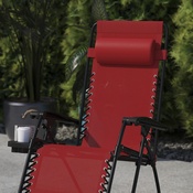 Celestial Adjustable Folding Mesh Zero Gravity Reclining Lounge Chair with Pillow and Cup Holder Tray in Red, 2-GM-103122SS-RD-GG