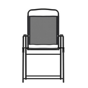 Set of 2 Mystic Folding Patio Sling Chairs, Outdoor Textilene Lawn Chairs with Armrests in Black, 2-GM-SC098-BK-GG