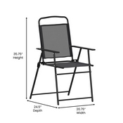 Set of 2 Mystic Folding Patio Sling Chairs, Outdoor Textilene Lawn Chairs with Armrests in Black, 2-GM-SC098-BK-GG