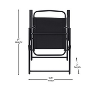 Set of 2 Mystic Folding Patio Sling Chairs, Outdoor Textilene Lawn Chairs with Armrests in Black, 2-GM-SC098-BK-GG