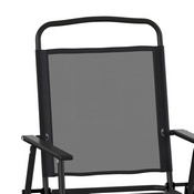 Set of 2 Mystic Folding Patio Sling Chairs, Outdoor Textilene Lawn Chairs with Armrests in Black, 2-GM-SC098-BK-GG
