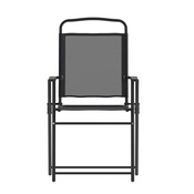 Set of 2 Mystic Folding Patio Sling Chairs, Outdoor Textilene Lawn Chairs with Armrests in Black, 2-GM-SC098-BK-GG