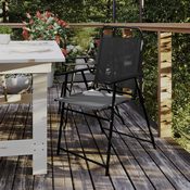 Set of 2 Mystic Folding Patio Sling Chairs, Outdoor Textilene Lawn Chairs with Armrests in Black, 2-GM-SC098-BK-GG