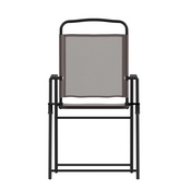 Set of 2 Mystic Folding Patio Sling Chairs, Outdoor Textilene Lawn Chairs with Armrests in Brown, 2-GM-SC098-BR-GG