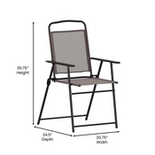 Set of 2 Mystic Folding Patio Sling Chairs, Outdoor Textilene Lawn Chairs with Armrests in Brown, 2-GM-SC098-BR-GG