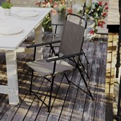 Set of 2 Mystic Folding Patio Sling Chairs, Outdoor Textilene Lawn Chairs with Armrests in Brown, 2-GM-SC098-BR-GG