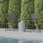 Set of 2 Mystic Folding Patio Sling Chairs, Outdoor Textilene Lawn Chairs with Armrests in Brown, 2-GM-SC098-BR-GG