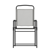 Set of 2 Mystic Folding Patio Sling Chairs, Outdoor Textilene Lawn Chairs with Armrests in Gray, 2-GM-SC098-GY-GG