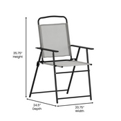 Set of 2 Mystic Folding Patio Sling Chairs, Outdoor Textilene Lawn Chairs with Armrests in Gray, 2-GM-SC098-GY-GG