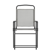 Set of 2 Mystic Folding Patio Sling Chairs, Outdoor Textilene Lawn Chairs with Armrests in Gray, 2-GM-SC098-GY-GG