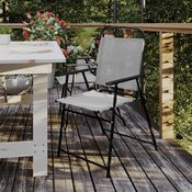 Set of 2 Mystic Folding Patio Sling Chairs, Outdoor Textilene Lawn Chairs with Armrests in Gray, 2-GM-SC098-GY-GG