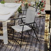 Set of 2 Mystic Folding Patio Sling Chairs, Outdoor Textilene Lawn Chairs with Armrests in Gray, 2-GM-SC098-GY-GG