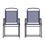 Set of 2 Mystic Folding Patio Sling Chairs, Outdoor Textilene Lawn Chairs with Armrests in Navy, 2-GM-SC098-NV-GG
